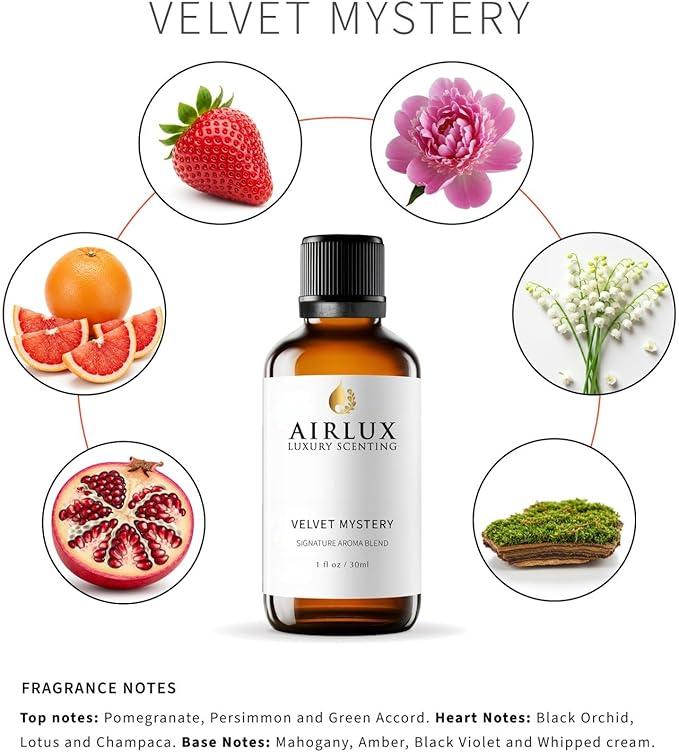 Signature Aroma Oil No. 85 Velvet Mystery – Pomegranate, Persimmon, Green Accord – Aroma Oil for Cold Air & Waterless Diffusers and DIY Crafts – 30 mL, 1.0 fl oz Glass Bottle