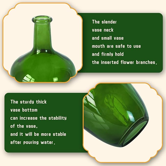 Clear Glass Vase Tall Farmhouse Vase for Branches Glass Vases for Centerpieces in Home Decoration (S-Green)