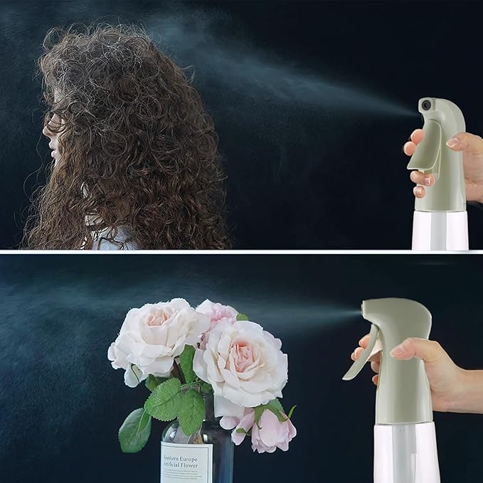 TANSHINE Continuous Spray Bottle for Hair,Ultra Fine Mist Water Hair Spray Bottles,Mister Spray Bottle,Refillable Plastic Sprayer for Hairstyling,Cleaning,Alcohol, Plants,Salons,6.8oz/200ml,Green