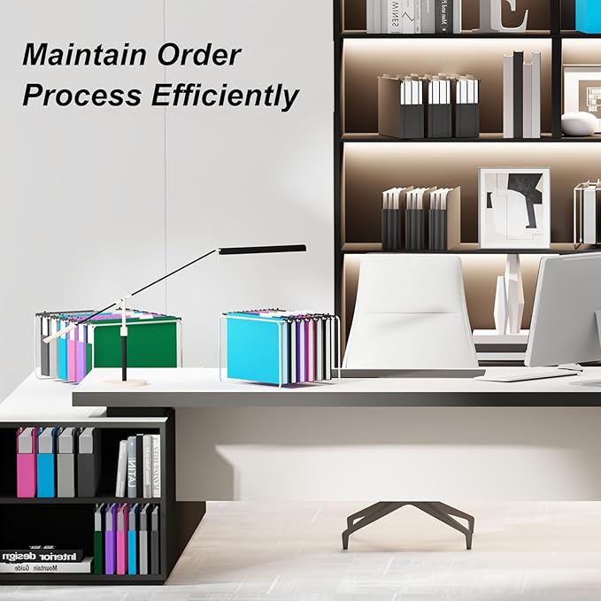 Ansook Extra Capacity Plastic Hanging File Folders Letter Size,Heavy Duty 2" Expanding Accordian Pocket with Black Insert Gasket, Filing Cabinet Folders,6 Pack Colored File Hanging Folders Organizer