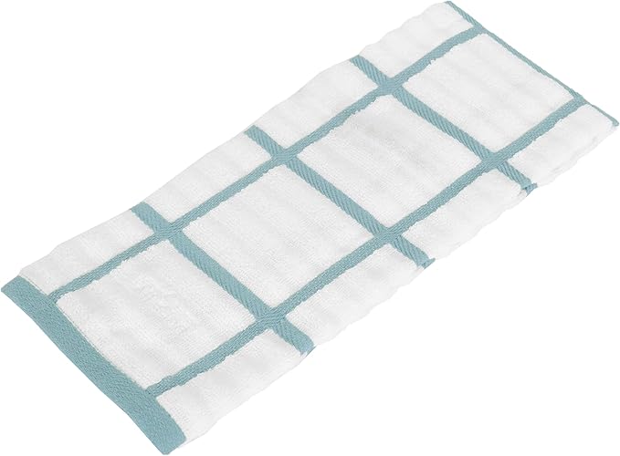 All-Clad Checked Kitchen Towel: Highly Absorbent, Super Soft Long Lasting - 100% Cotton, 17"x30" Tea Towel for Cleaning & Drying Dishes, Pans, Glassware, or Countertops, (1-Pack), Rainfall