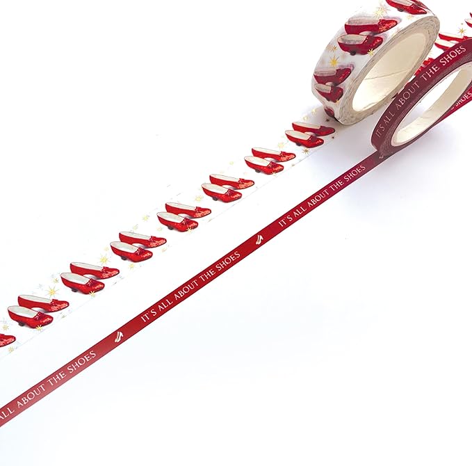 Paper House Productions The Wizard of Oz 3-Pack Set of 2 Foil Accent Washi Tape Rolls for Scrapbooking and Crafts - Ruby Slippers