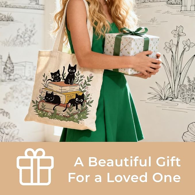 Cute Aesthetic Canvas Tote Bag for Women, Reusable Foldable Shopping Cotton Shoulder Totebag with Zipper Pocket