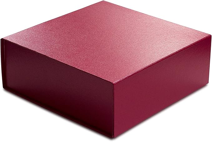 CECOBOX - Gift Boxes with Lids for Presents 8"x8"x3.1" - Matte, Collapsible Magnetic Closure Gift Box - Groomsmen & Bridesmaid Proposal Boxes, Wedding, PR, Birthdays, Holidays (Scarlet Leatherette)