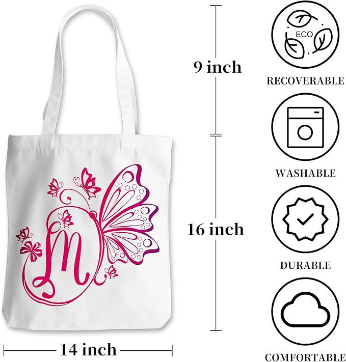 Grace Yonks Butterfly Monogram Canvas Tote Bags with The Letter