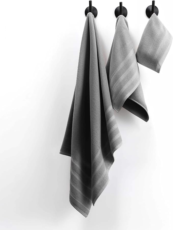 Hearth & Harbor Bath Towels for Bathroom - 100% Ring Spun Cotton Luxury Bathroom Towels - Soft & Highly Absorbent Bath Towels Set, 6 Piece Set, Gray
