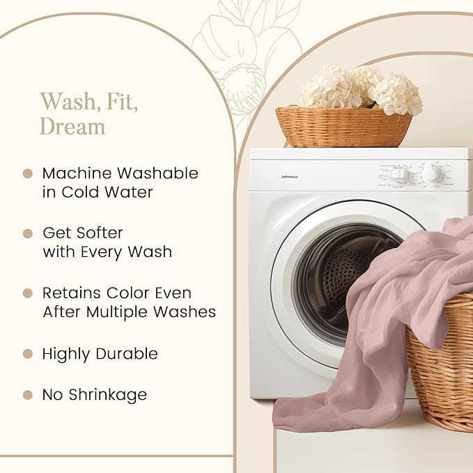 100% Cotton Bed Sheets Queen Size Bed Set, 800 TC 15" Deep Pocket Queen Sheet Set, Soft Breathable Sateen Weave Egyptian Cotton Sheets No Pill & Shrink, Machine Washable Pink Sheet- Sepia Rose