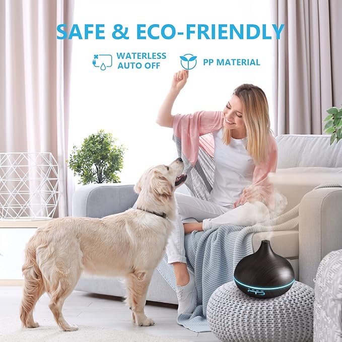 SACATR Aroma Diffiser with Essential Oils Set, 550 ML Essential Oil Diffuser with Remote, Ultrasonic Technology Aromatherapy Diffusers Auto Shut-Off for Office, Home