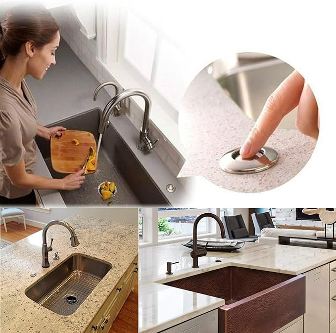 Garbage Disposal Air Switch Kit for SinkTop Waste Disposal with Stainless Steel Brushed Nickel Long Air Button by briidea