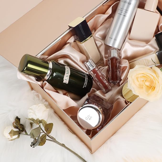 Rose Gold Christmas Gift Box with Magnetic Lid 13.8x8.3x4.4 in, Bridesmaid Groomsman Proposal Box, Large Rectangle Storage Box 1 Pack