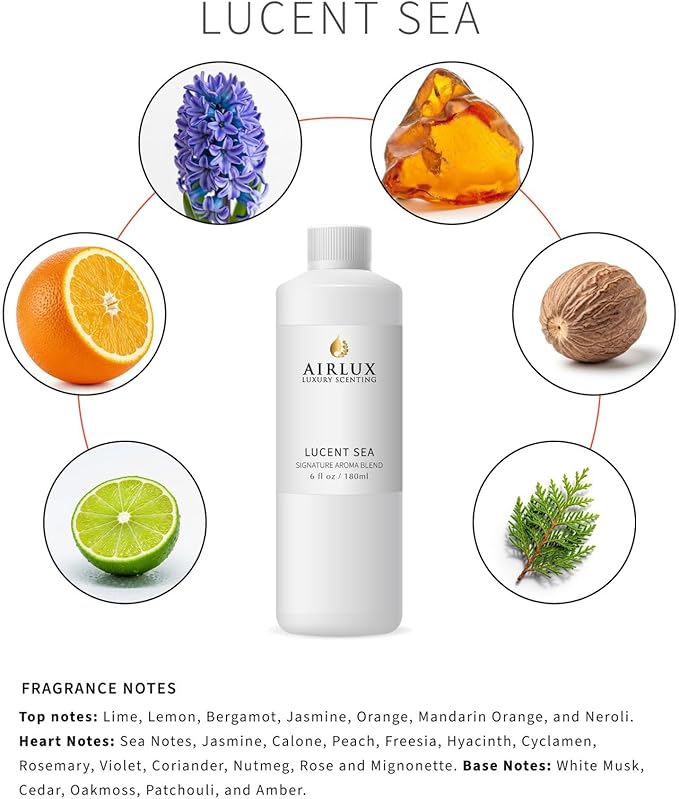 Signature Aroma Oil No. 4 Lucent Sea – Aroma Oil for Cold Air & Waterless Diffusers and DIY Crafts – 180 mL, 6.1 fl oz Eco Refill Bottle