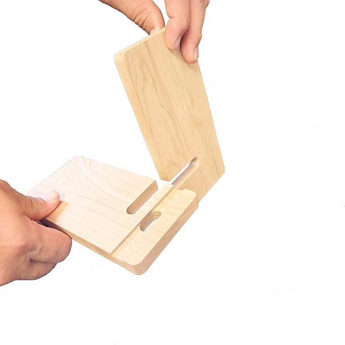 Foggy Bottom Woodworks LLC Unfinished Basswood Smart Phone Stand for Viewing & Charging, 3-Pack