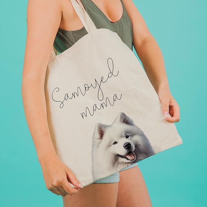 Dog Mama Tote Bag – Cute Dog Lover Canvas Bag, Reusable Shopping Shoulder Bag for Women, Pet Mom Gift,