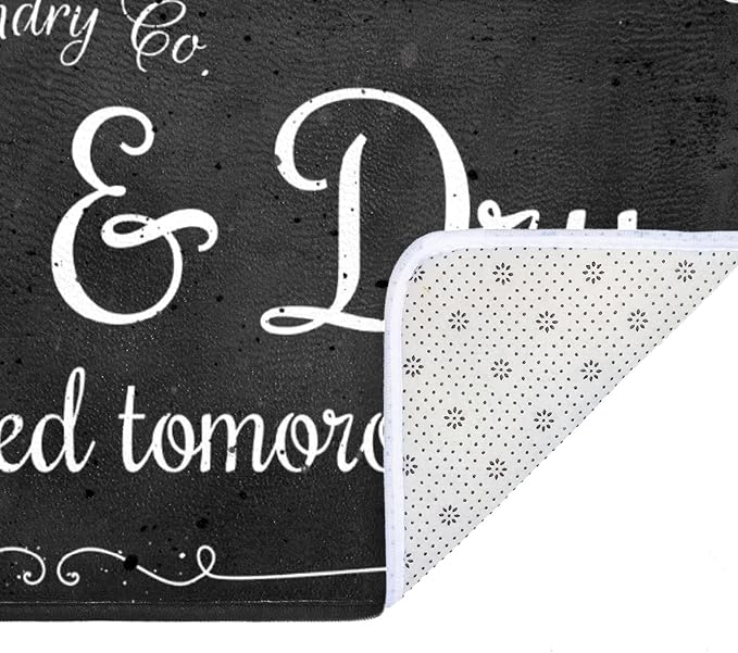 Laundry Room Long Rug Area Rug Non-Slip Floor Mat Waterproof Farmhouse Carpet for Kitchen 72" x 24"(Black-2)