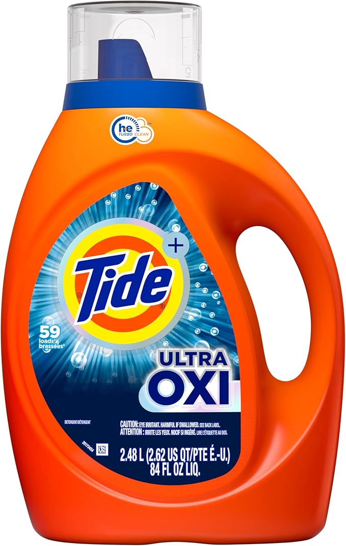 Tide Ultra Oxi Boost Liquid Laundry Detergent, 84 fl oz, 59 Loads, Advanced Stain Remover, Laundry Detergent Liquid with Extra Oxi Power