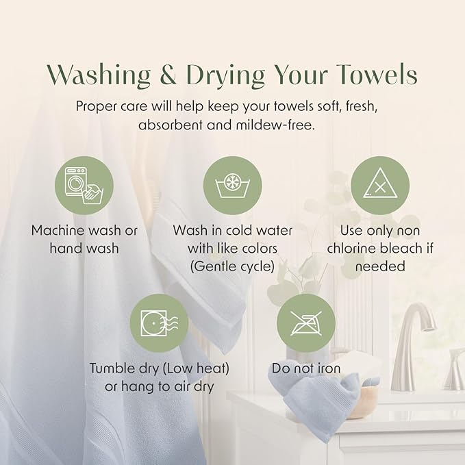 Springtree Home Luxury Bamboo Rayon Bath Towel Set 6 Piece Set | 35% Bamboo Rayon - 65% Cotton | Absorbent Quick-Dry Towels for Bathroom | Oeko-TEX Standard 100 Cotton | Mediterranean Blue