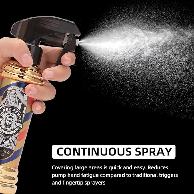 Barber Spray Bottle, Barber Stylist Fine Mist Sprayer, Refillable Container & Spray Bottle for Hairdressing, Cleaning, Plants 6.76 ounce (Silvery)