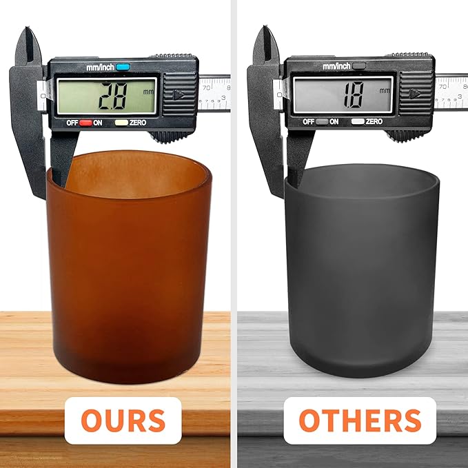 15 Pack Candle Glass Jars- 7oz Frosted Amber Empty Candle Containers with Bamboo Lids and Sticky Labels, Matte Brown Jars in Bulk for Making Candles- Dishwasher Safe-7 fl.oz