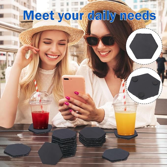 30 Pack 4 Inch Hexagon Slate Coasters,Black Slate Drinks Coasters with Anti-Scratch Bottom, Ideal for Home Decor, Bar, Housewarming Gifts, and Laser Engraving KUKLIPJIM