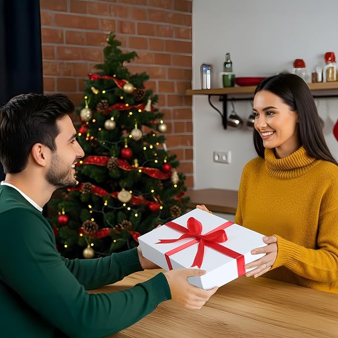 STYPOP 24 Pack Gift Boxes with Lids for Present - 12 Extra Large 17" (4" Deep) & 12 Large 14" (2" Deep) White Gift Boxes for Clothing Wrapping, Christmas