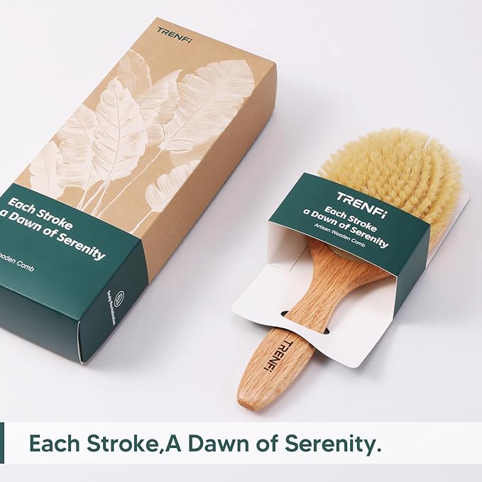 Heritage Oak Boar Bristle Hair Brush | 100% First-Cut Natural Bristles for Shine & Smoothing | Soft Scalp Massage | Luxury Grooming for Fine, Short Hair & Men's Styling (Finishing Tool)