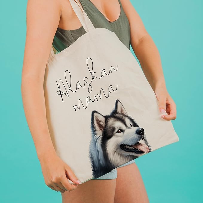 Dog Mama Tote Bag – Cute Dog Lover Canvas Bag, Reusable Shopping Shoulder Bag for Women, Pet Mom Gift,
