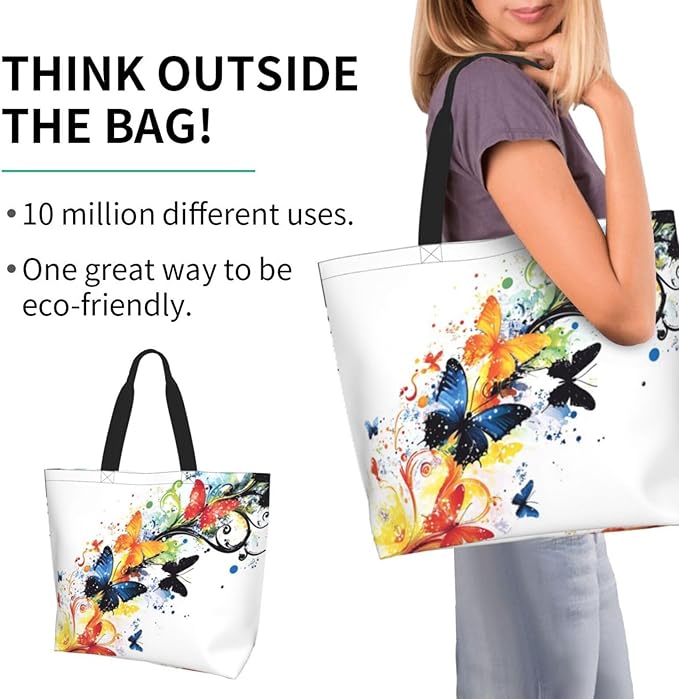 Tote Bag Shoulder Bags for Women Grocery Shopping Bag Reusable Bags Boho-Red Paisley 1