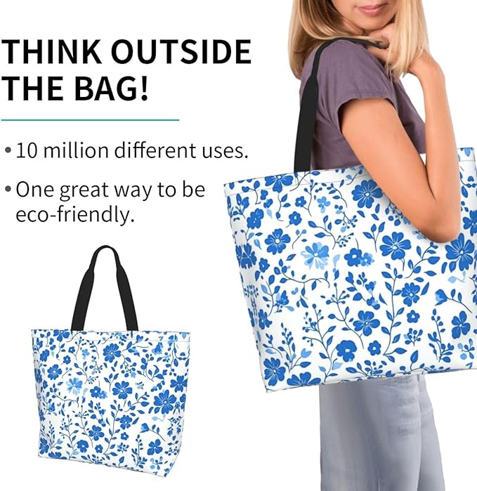 Tote Bag Shoulder Bags for Women Grocery Shopping Bag Reusable Bags Boho-Red Paisley 1