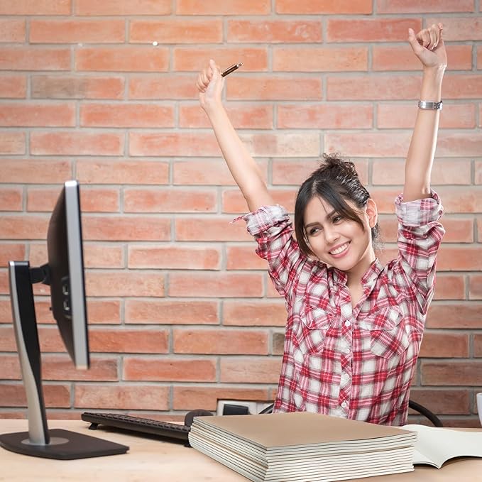 Lincia 24 Pack Large Kraft Notebooks Bulk, 8.5 x 11 Inch College Ruled A4 Subject Diary Journals Notebooks for Office Notes Writing Supplies, 60 Pages