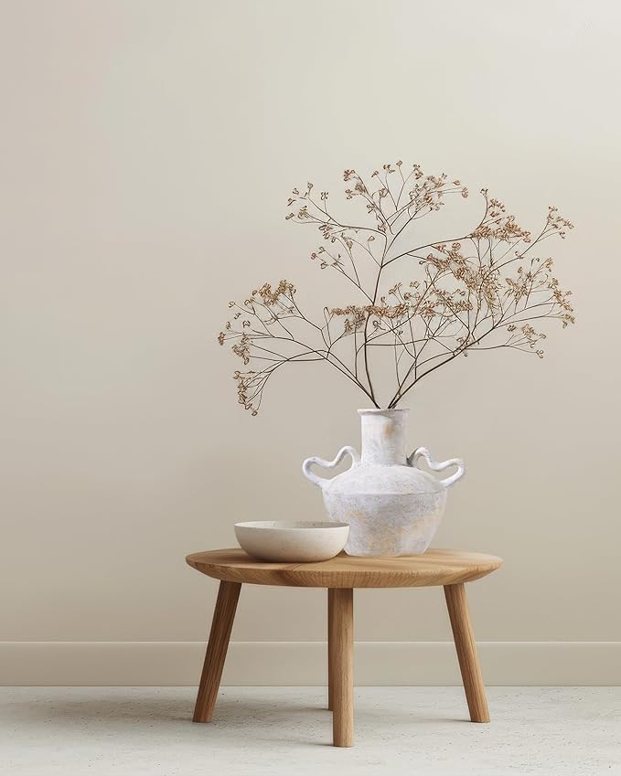 UPWOIGH Ceramic Flower Vase, 9.3 inch Tall Off-White Farmhouse Rustic Vase, Handcrafted Weathered Handles Pottery Vases, Large Flower Terracotta Vases for Home Decor, Living Room, Table, Shelf