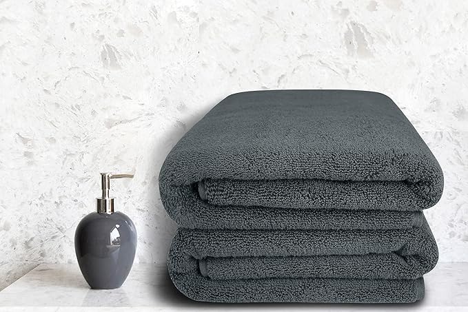 BIOLINEN Luxury 100% Cotton Bath Towels – Ultra Soft, Highly Absorbent, Quick-Dry – Premium Quality for Home, Spa & Hotel (Grey, 30x60)