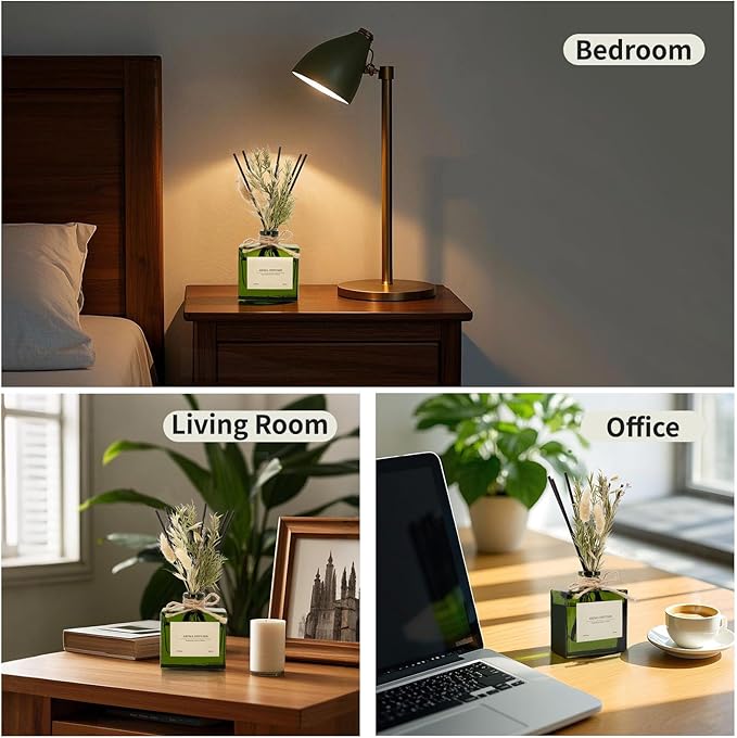 Reed Diffuser, 6.09 oz Ebony Rose Scent Diffuser with Sticks & Dried Flowers, 120 Days Long Lasting Reed diffusers for Home, Elegant Fragrance for Bathroom Bedroom Office Decor, Air Fresh