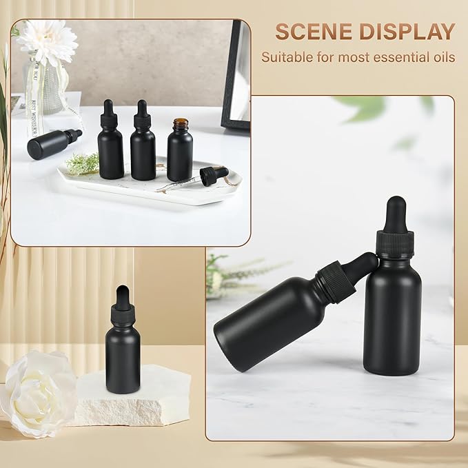 12 Pcs, 1oz Dropper Bottle, Black Glass Eye Dropper Bottle, Tincture Bottles with Dropper, Pretty Finish, Leak-Proof Design, Stronger Suction for All Kinds of Mixed Liquids