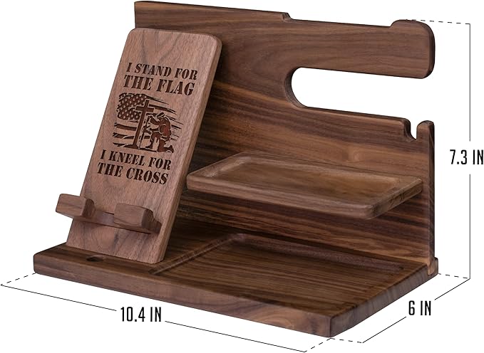 Phone Docking Station for Military Marineman - Handmade Unique Nightstand Organizer Present for Soldiers Veteran - Personalized Gift Ideas for Dad, Husband on Veteran's Day, Military Appreciation