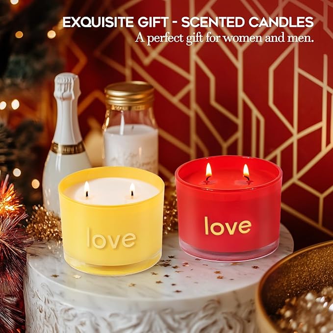 KONNI 2 Wick Vanilla Love Scented Candles for Home, Relaxing Soy Candles, 12.35oz Luxury Love Aromatherapy Candle for Women Men, 60 Hours Long Lasting Candle, Clean Burning Jar Candle, Romantic Gifts