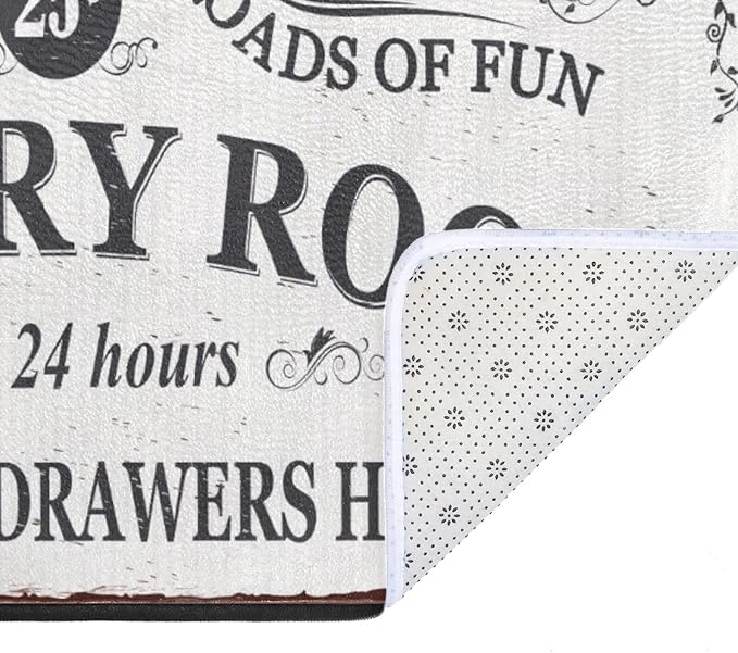 Laundry Room Long Rug Area Rug Non-Slip Floor Mat Waterproof Farmhouse Carpet for Kitchen 72" x 24"(White-1)