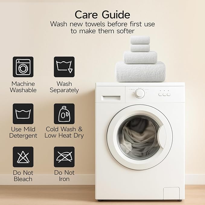 REDKISS Ultra-Plush Bath Towel Set - 900GSM Premium Thick Cotton for Bathroom & Spa, Super Absorbent Quick-Dry Bath Sheets with No Shedding (4-Piece Set for Adults, Luxury Hotel & Home Use)-White