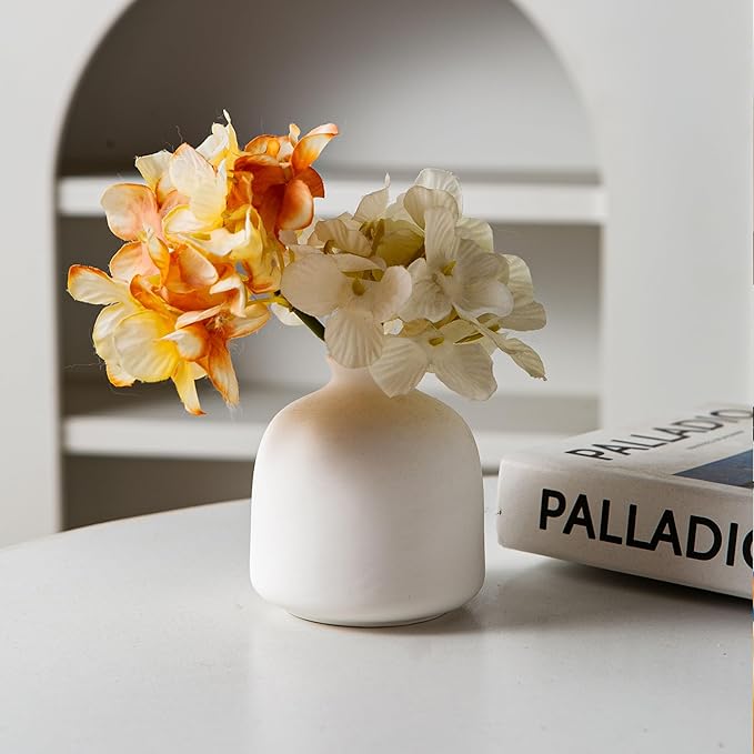 White Ceramic Bud Vase Set of 11, Small Vases for Pampas Grass, Flowers, Mini Vases for Modern Home Decor, Minimalist Decor, for Living Room, Dining Table & Shelves