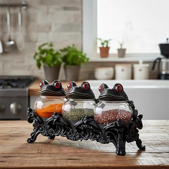 Glass Seasoning Jars with Lids,Gothic Apothecary Sugar Canister - Glass Candy Jar with Lid - for Kitchen Pantry Cabinet Counter Food Home House Camping