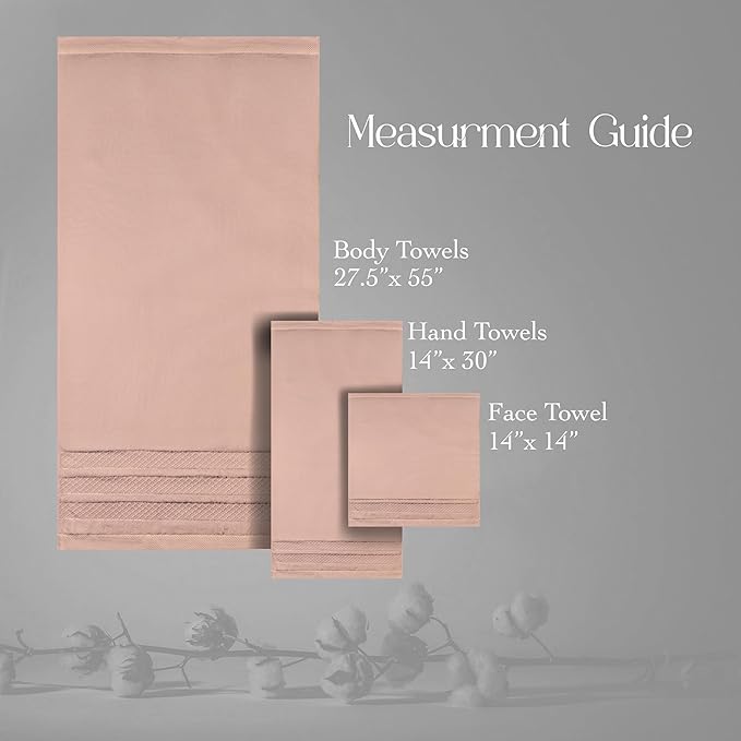 Premium Towel Set: Super absorbent, quick-drying, soft, plush. Features hanging loop, fade-resistant, eco & skin-friendly dyes. Luxury dobby design for bath or spa. (Blush Pink, Bath Towel Set of 4)