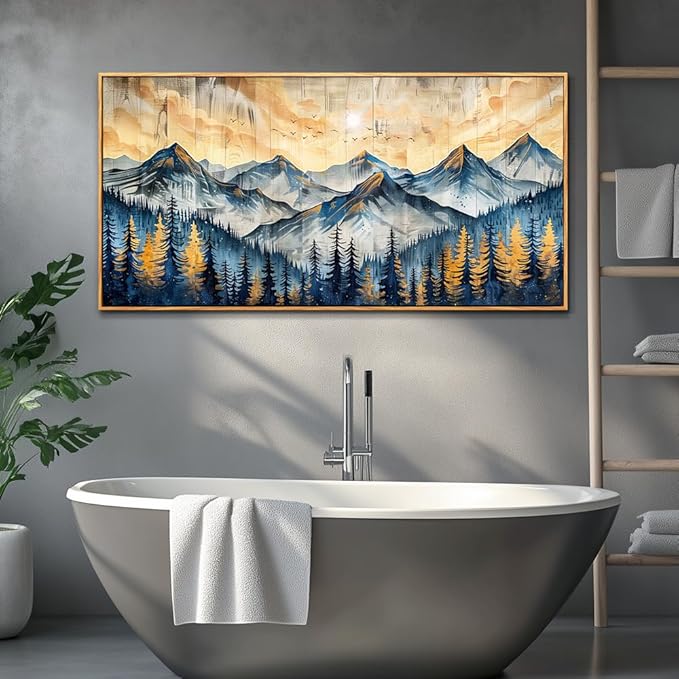 QIYILEXWART Canvas Wall Art For Living Room Wall Decor For Bedroom Office Wall Decoration Mountain Landscape Painting Farmhouse Pictures Artwork Room Aesthetic Home Decor 20x40 In