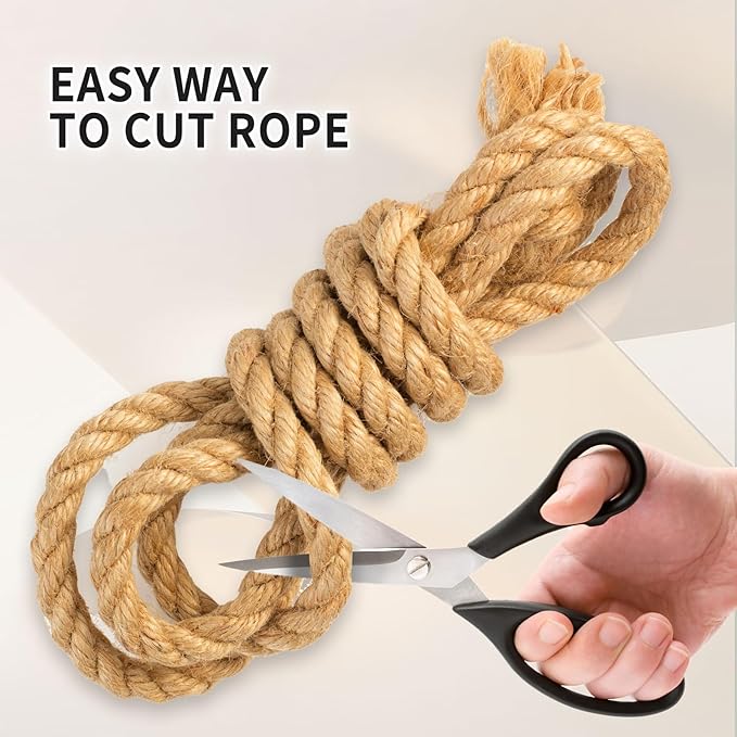 Jute Rope: Twisted Manila, 20mm Natural Thick Hemp - Heavy Duty Tug of War & Home Decor, 50 ft