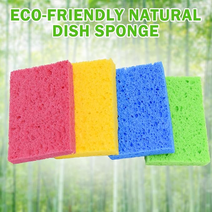 YoleShy Sponge Kitchen Natural Cellulose Sponges 10 Pack Compressed Sponges for Cleaning Reusable Dish Sponge Kitchen Non-Scratch DIY for Kids