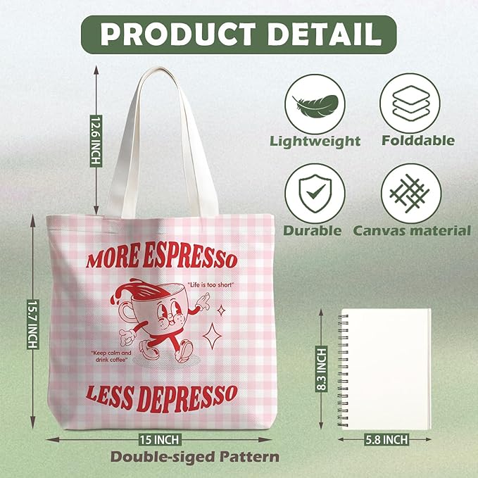 Animals-Flowers-Fruits-Bow Valentines Canvas Heart Tote Bag, Coquette Reusable Shopping Grocery Bags