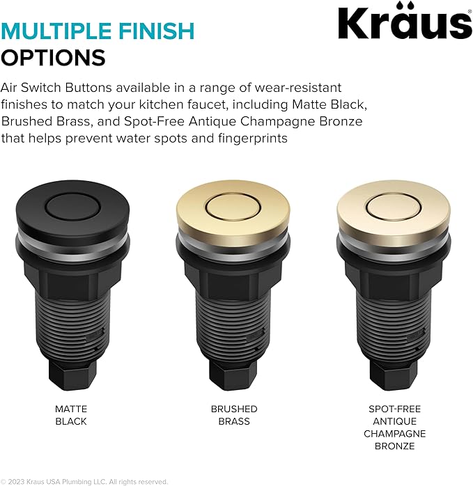 KRAUS Flat-Top Garbage Disposal Air Switch Button in Spot-Free Antique Champagne Bronze, KWDB-20SFACB