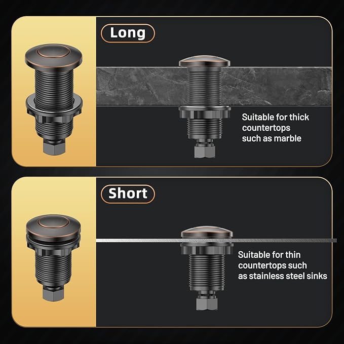 Garbage Disposal Air Switch Kit - Professional, UL Listed Wireless Sink Top Garbage Disposal Button, Stainless Steel/Black On/Off, Compatible with all garbage disposals