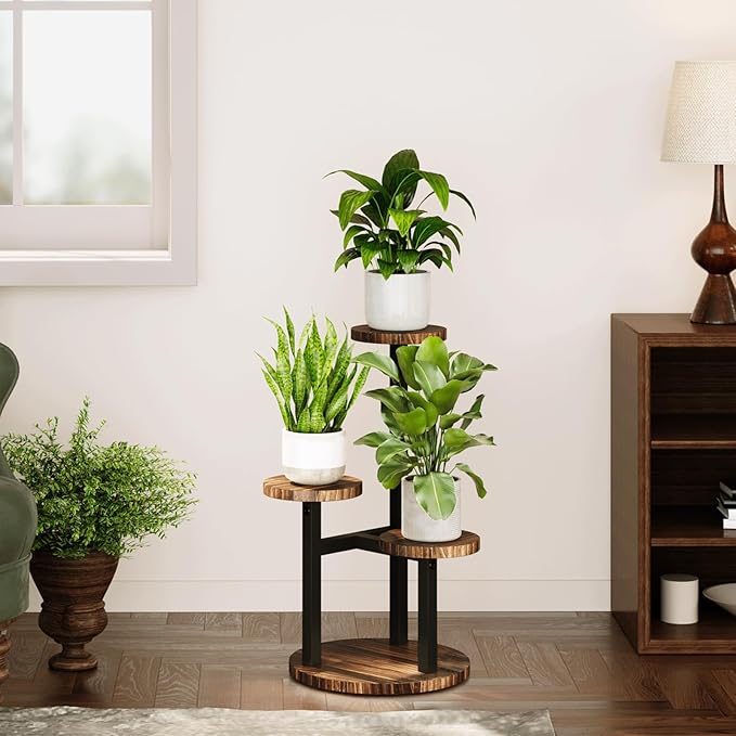 Bamworld Corner Plant Stand Indoor Metal Wood Plant Shelf Outdoor Tall Plant Stands Plant Tables Indoor Plant Rack 4 Tier Plant Stand Garden Accessories for Living Room Balcony Patio