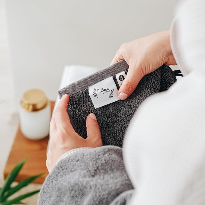 Milara Turkish Super-Plush Bath Towels Set 2-Piece | Premium Cotton Bath Towel Set Absorbent, Durable with Hanging Loops | Anthracite (Dark Gray) Turkish Bath Towels, (27 x 54 Inches)