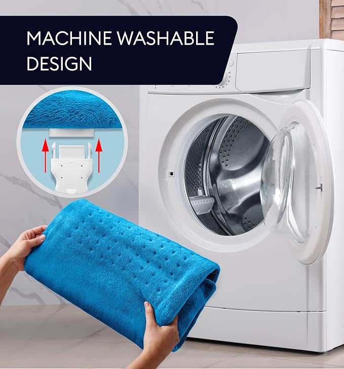 GENIANI Electric Throw - XXL Heating Pad for Back Pain & Menstrual Pain Relief, Auto Shut Off, Machine Washable, Moist Heat Pad for Neck and Shoulder, Cramps Relief, Aqua Blue 18'‘×26’’