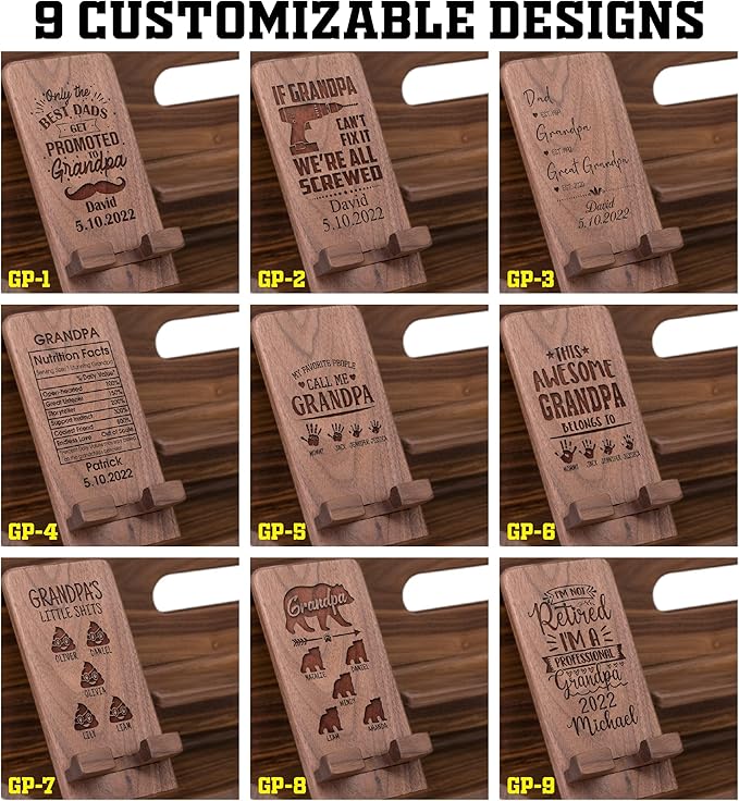 Phone Docking Station for Grandpa - Handmade Unique Nightstand Organizer for His Accessories - Personalized Gift Ideas for Dad, Him, Husband, Boyfriend on Fathers Day, Anniversary, Retirement